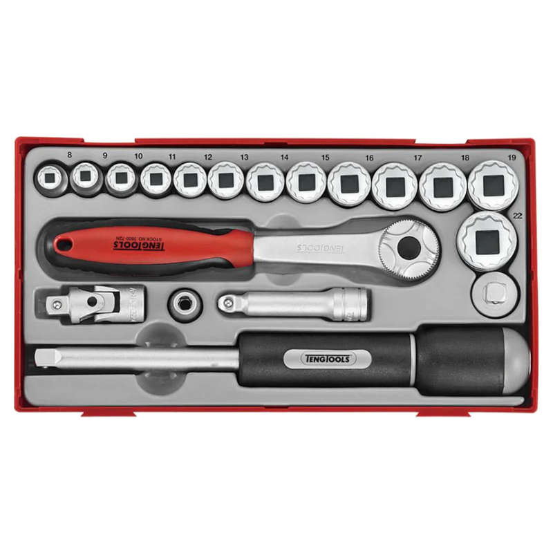 Teng Tools - 3/8inch SOCKET SET 12 PT TT1 19 PIECES - TT381912