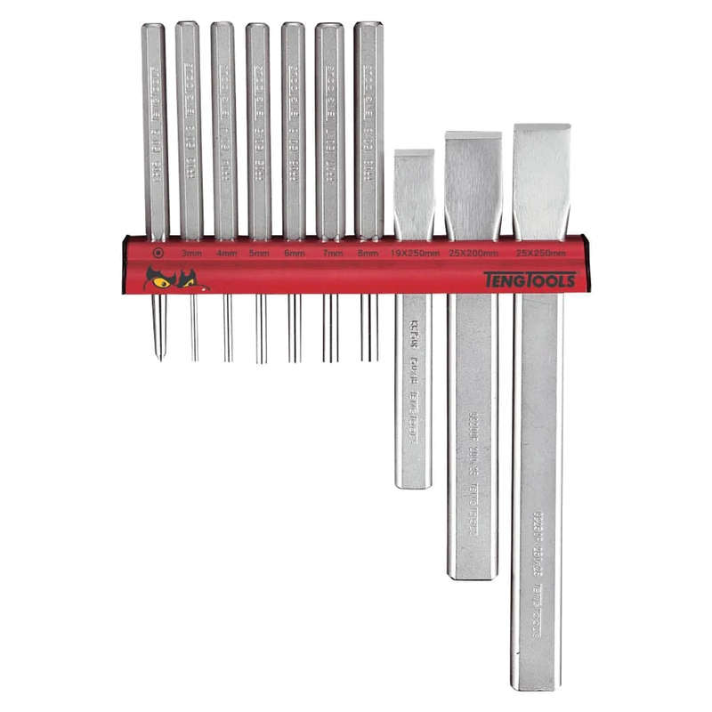 10PC Pin Punch And Chisel Wall Rack