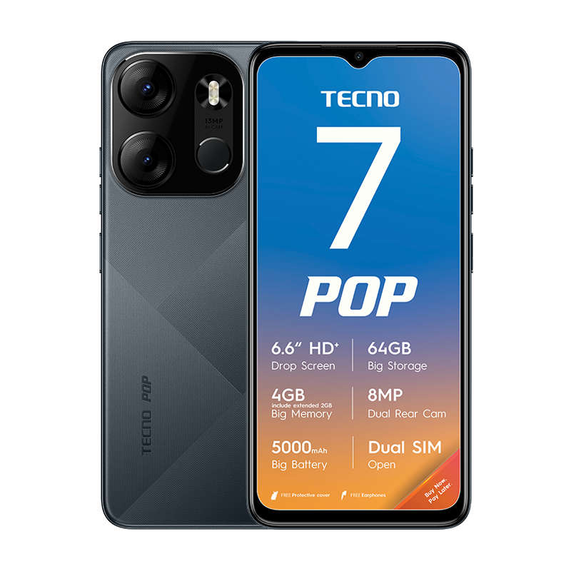 Tecno POP 7 Dual Sim 64GB Vodacom Network Locked - Black