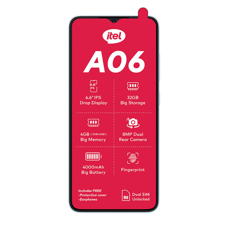 Itel A06 3G Dual Sim 32GB - Black