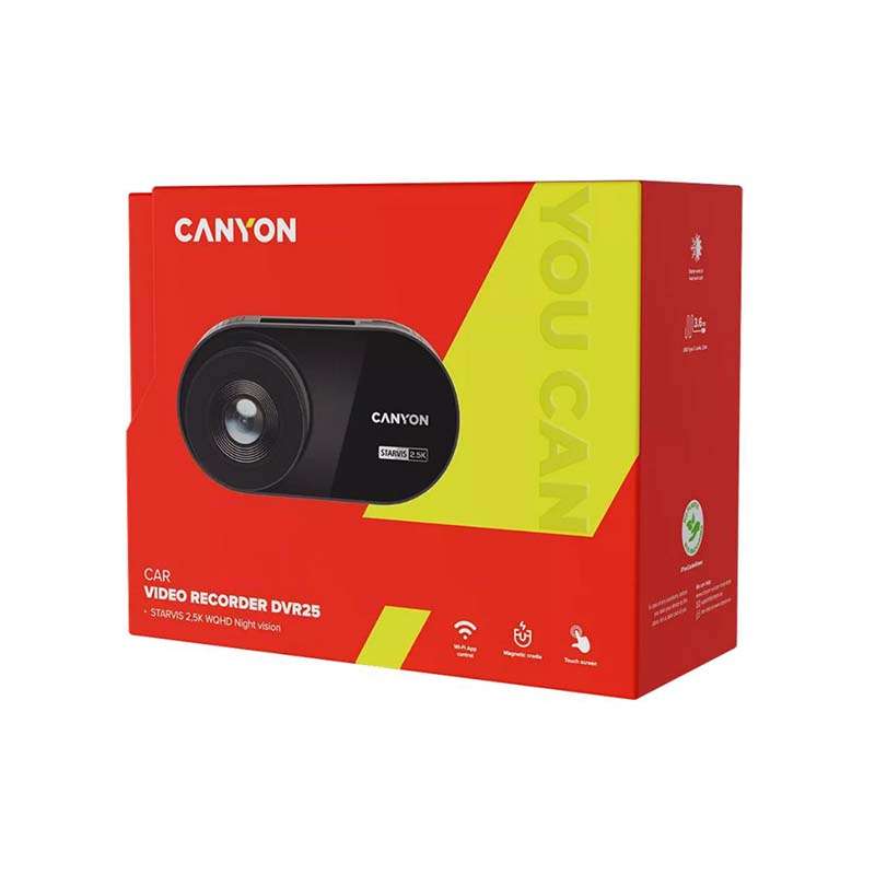 Canyon DVR25 WQHD 2.5K 1440p Wi-Fi Car Recorder - Black