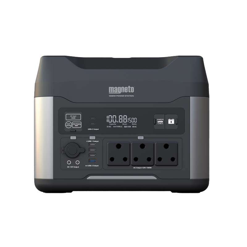 Magneto 1500W (1408WH) Portable Power Backup Station with LCD Display - Black / Grey