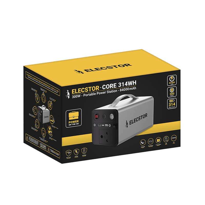 Elecstor Core 300W 314WH Lithium Power Station with Charge Port - Grey