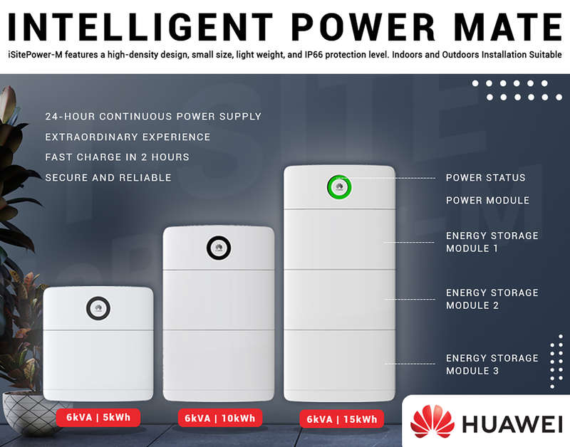 Huawei iSite Power-M Back Up Power System - 15KW Inverter + 45KWh Battery (With Installation)