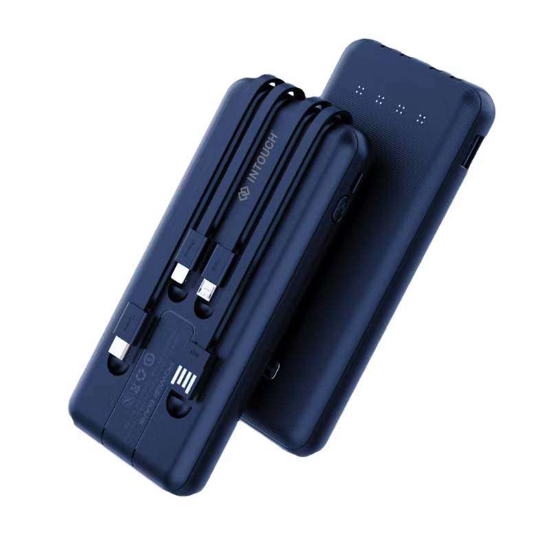 Intouch 10000mah Powerbank with Built in Cable - Blue