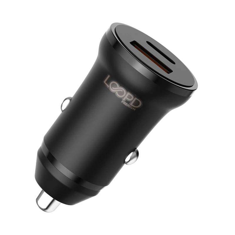 LOOPD Dual Port 20W PD Car Charger - Black