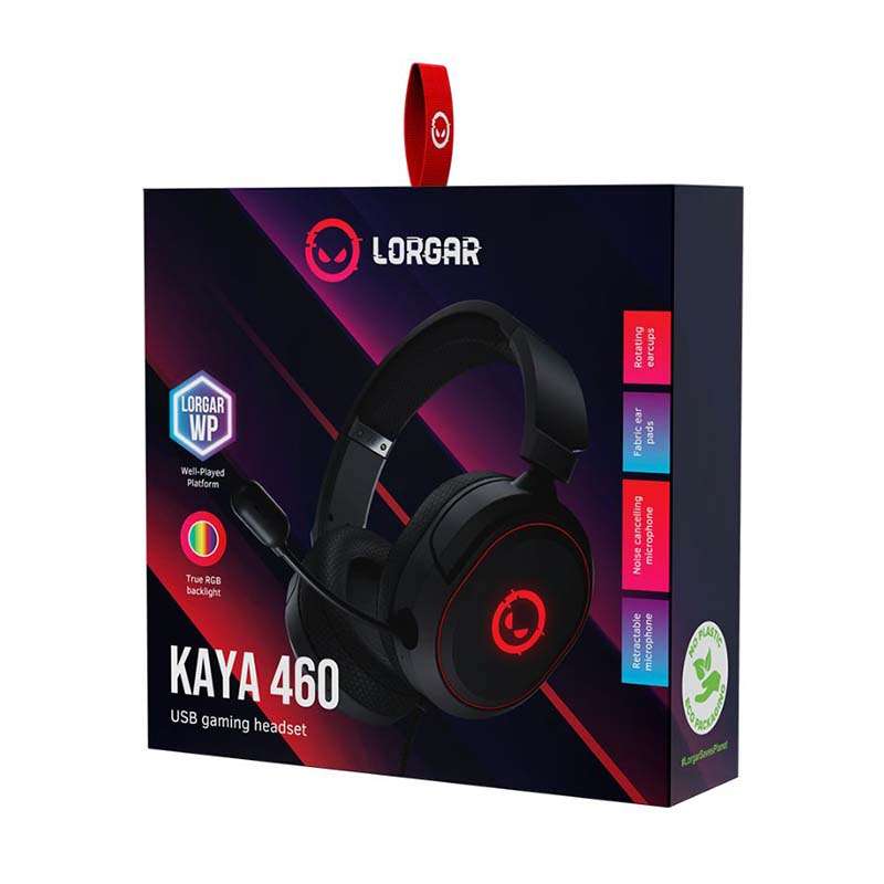 Lorgar Kaya 460 USB Gaming Headset with Microphone - Black