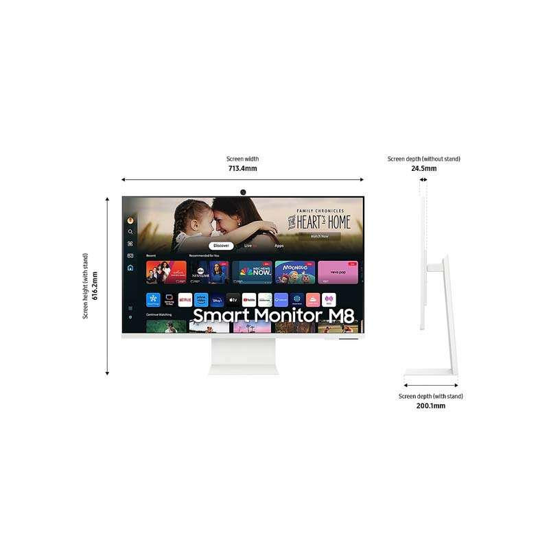 Samsung 32 inch M80D 4K UHD USB-C Smart Monitor with Speakers & Remote - Warm White