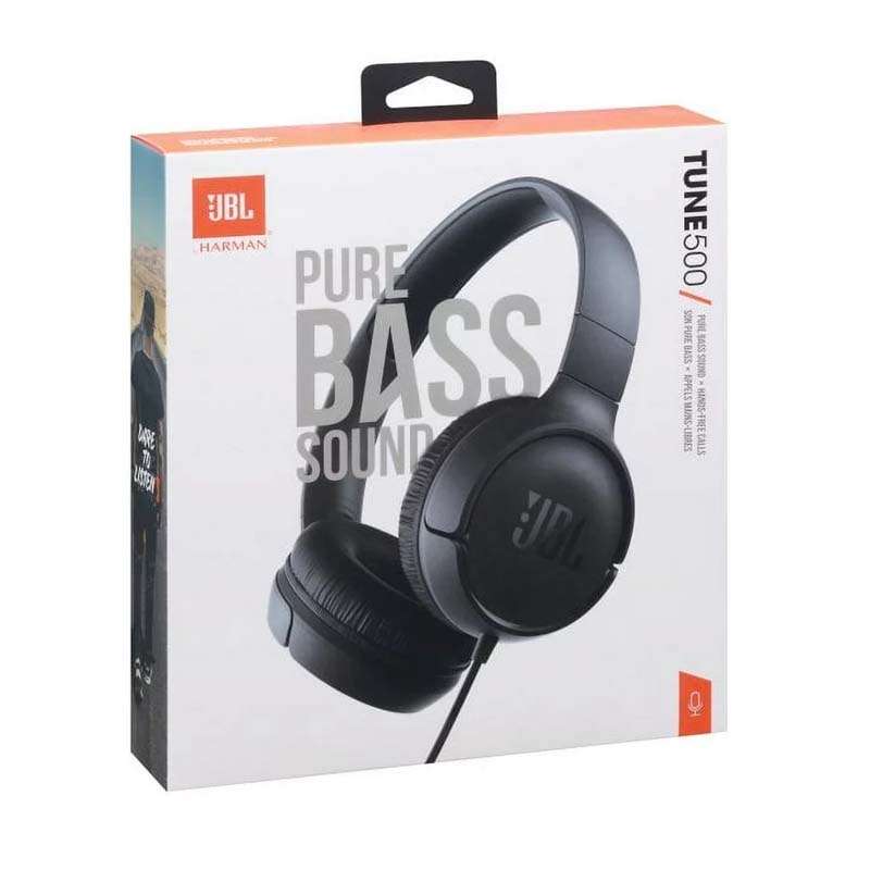 JBL Tune 500 Wired On Ear Headphones With Mic - Black