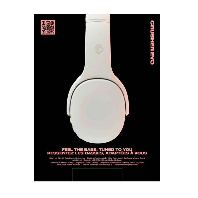 Skullcandy Crusher Evo Sensory Bass Headphones With Personal Sound - Bone / Orange