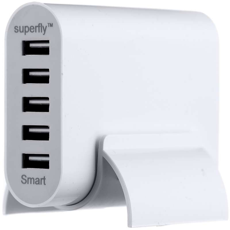 Superfly 5 Port USB charging Tower - White