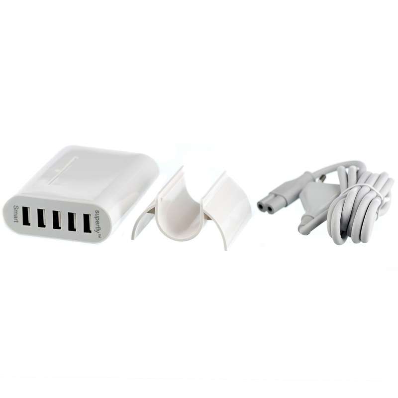 Superfly 5 Port USB charging Tower - White