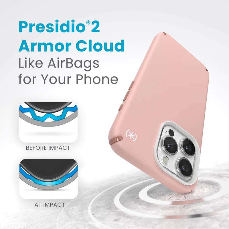 Speck Presidio2 Pro iPhone 15 Pro Max Case - Pink / White