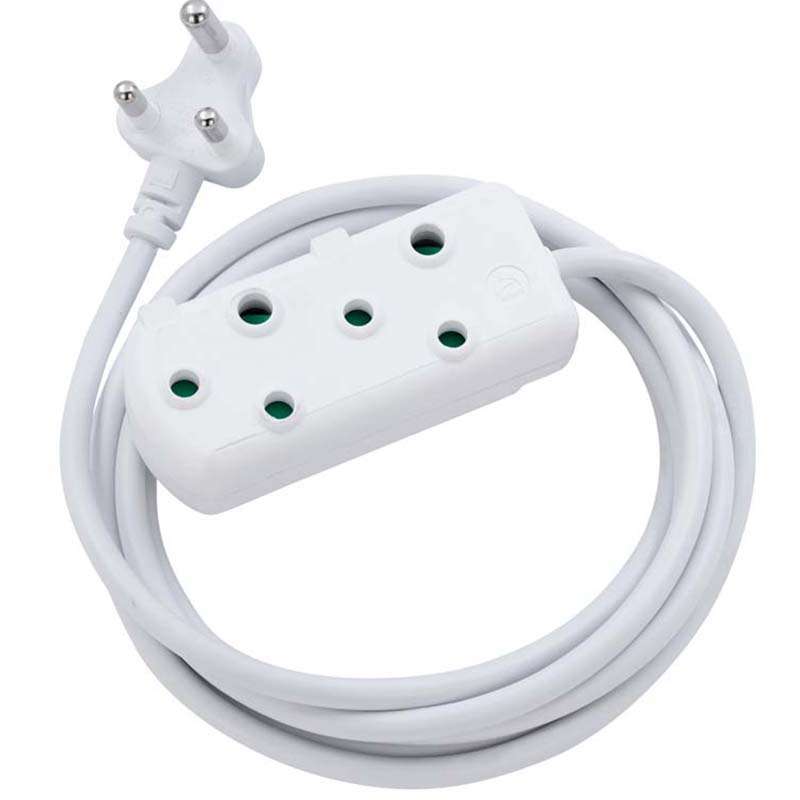 Switched 10m SBS Extension Cable/Cord/Lead Multiplug Heavy Duty - White