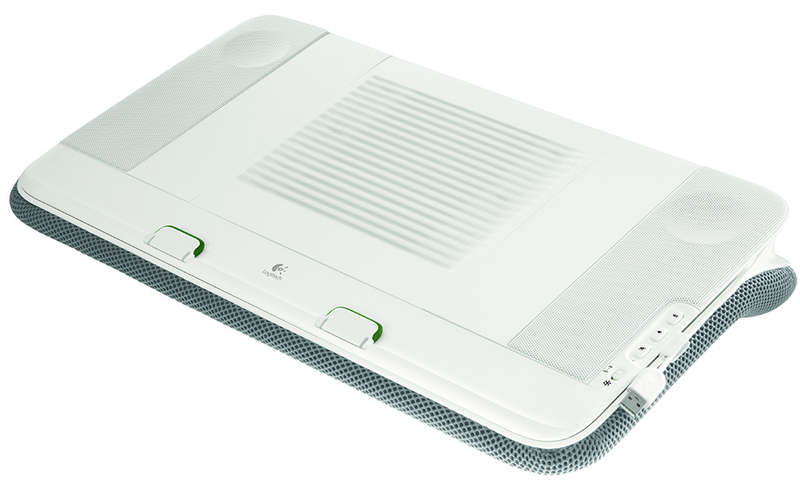 Logitech Lapdesk. Offers a Cooling Fan, Immersive Audio and Increased Comfort