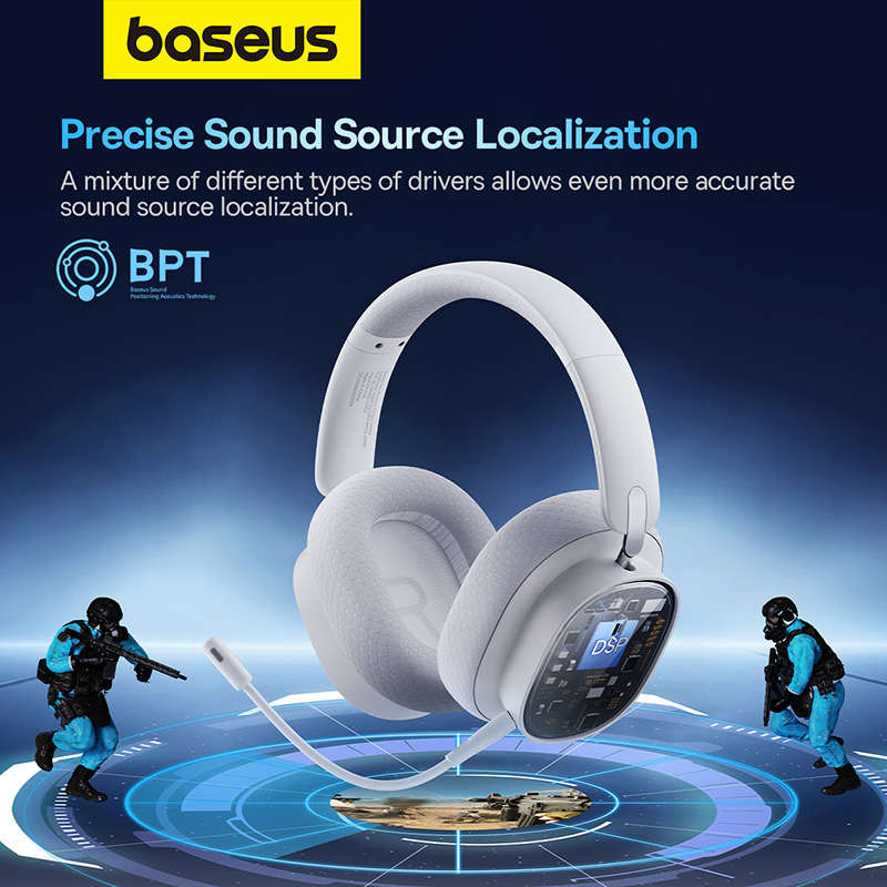 Baseus AeQur GH02 Gaming Wireless Headphones Moon White