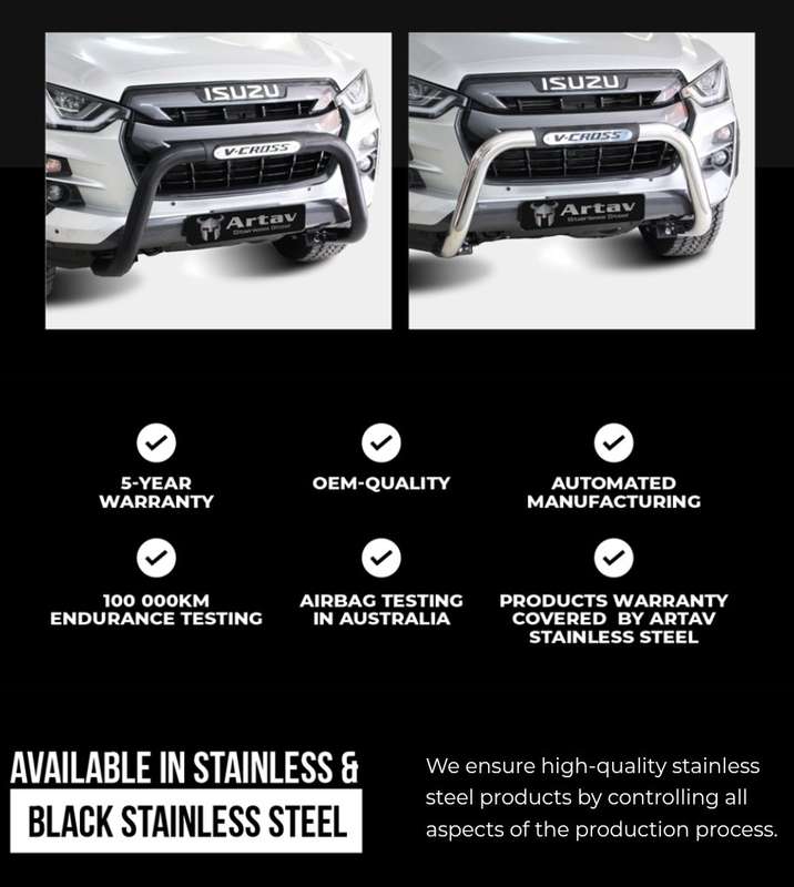 Isuzu Dmax Nudge Bar Gen 7 VCROSS Branded PDC  Black- Artav