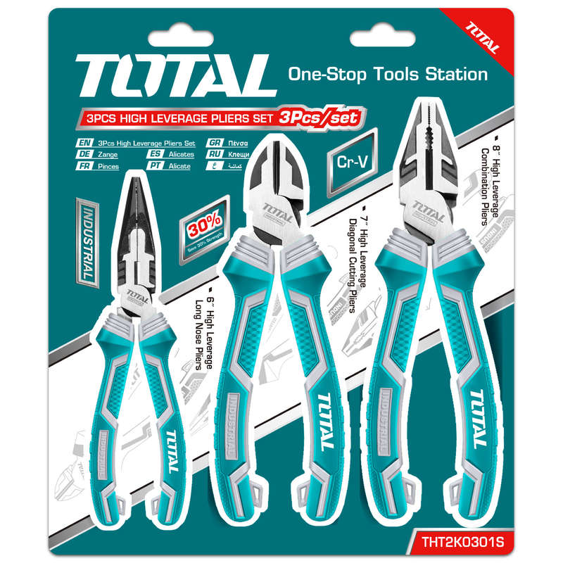 Plier, Side Cutter Set High Leverage Total Tools 3 Piece THT2K0301S