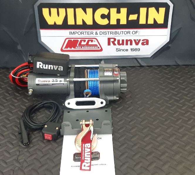 Runva winch 12v with synthetic rope (3 500LBS = 1 588KG) With or Without Wireless remote