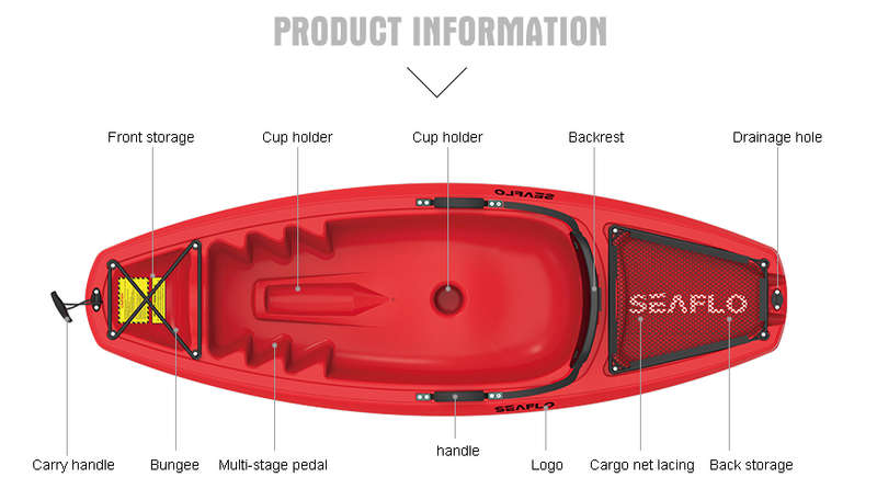 Seaflo  Kayak with Oars, Sit On Top - 55kg Capacity - Red