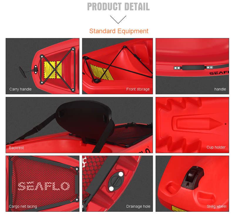 Seaflo  Kayak with Oars, Sit On Top - 55kg Capacity - Red