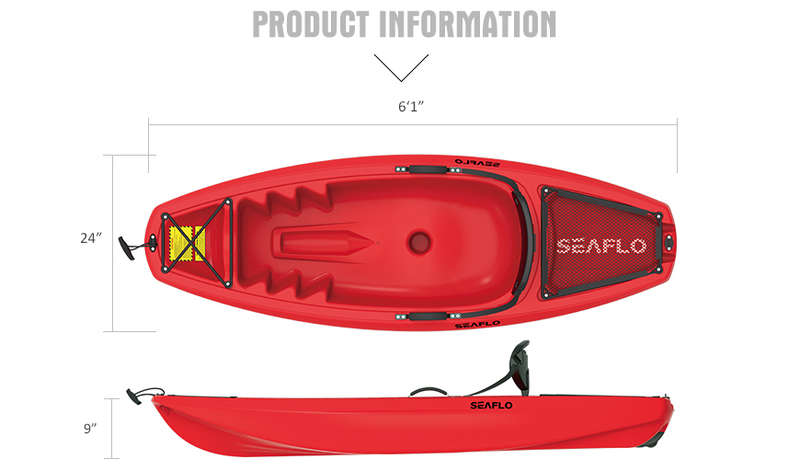 Seaflo  Kayak with Oars, Sit On Top - 55kg Capacity - Red