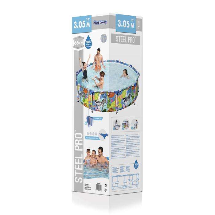 Steel Pro Frame With Wild Print Pool 3.05M x 66CM Frame- Bestway