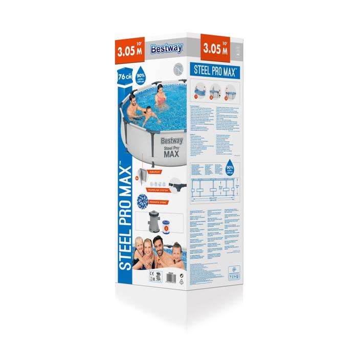 Round Frame Pool Set Grey, Pump, Filter 4.678L 3.05m x 76cm Bestway