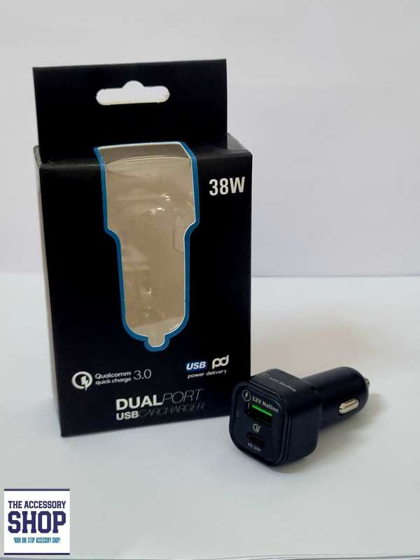 Cellphone Fast Car Charger QC3 &amp; C- Type 38watt