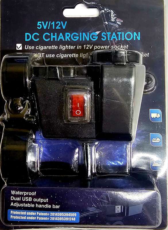Motorcycle 2.1A USB charger with power socket