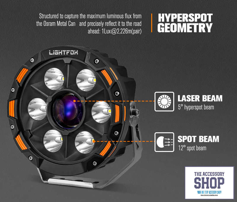 Lightfox 7inch Osram Laser LED Driving Lights 1Lux @ 2,226m