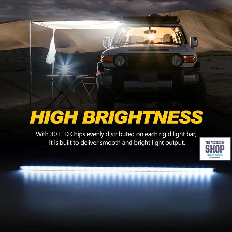Lightfox 4 Piece 12V LED Strip Light Bar Waterproof White Lights Boat or Camping