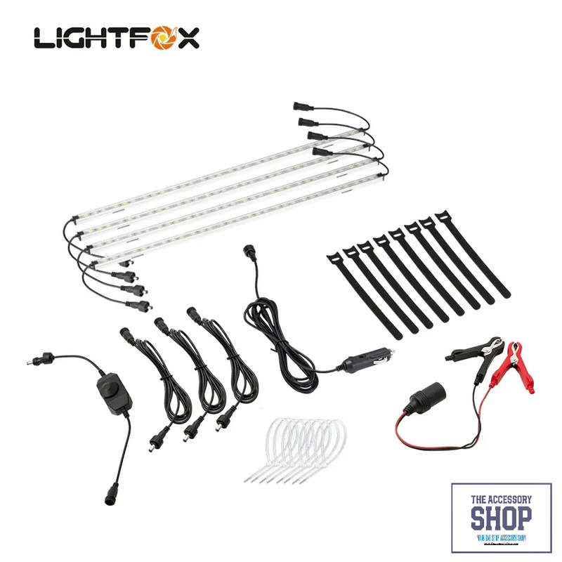 Lightfox 4 Piece 12V LED Strip Light Bar Waterproof White Lights Boat or Camping