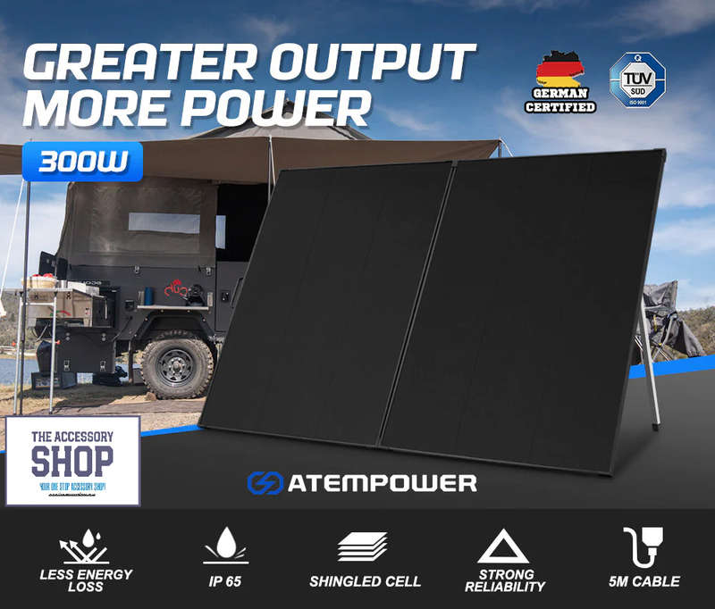 Solar Panel Kit  Atem Power 300W 12V Folding Mono Shingled ETFE Battery Charger
