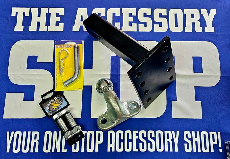 Tow Ball Detachable Drop Plate 8 hole with 50mm neck, Ball, Pin and Bolts