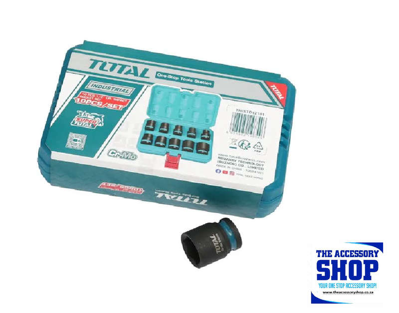 Impact socket set 10pcs 1/2inch Drive Total Tools THISTD12101