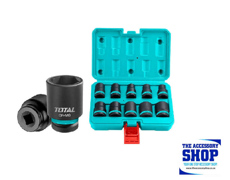 Impact socket set 10pcs 1/2inch Drive Total Tools THISTD12101