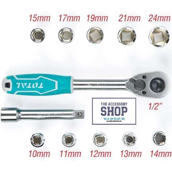 Socket Set 12Pc 1/2" Quick Release Total Tools THT141121