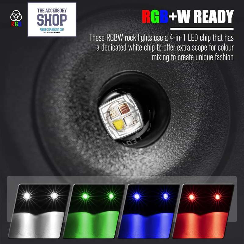 LIGHTFOX RGBW LED Rock Lights - 4 Pack