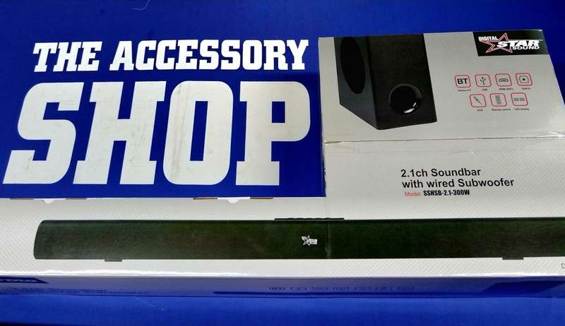 Sound Bar 2.1 with wired Subwoofer, Bluetooth, HDMI, USB, Optical, AUX