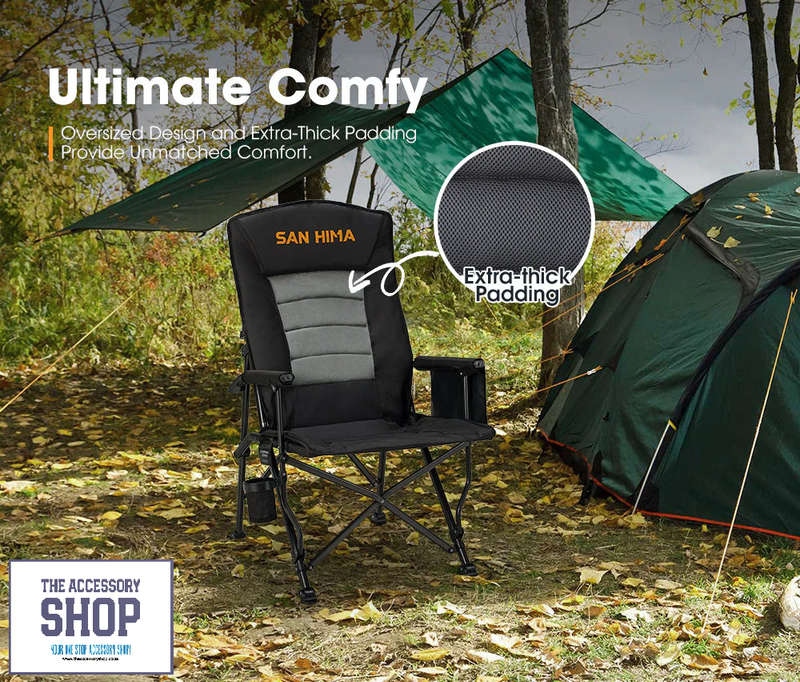 Camping Chair Luxury Folding Portable Thick Padding With Storage Bag- San Hima