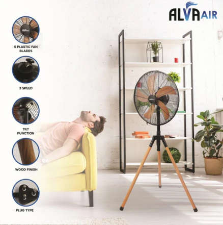 Fan Tripod  Wood Look Finish 40CM Alva