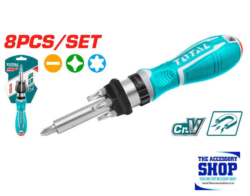 Screwdriver Ratchet 8 Pcs Set Total Tools -TACSD30086