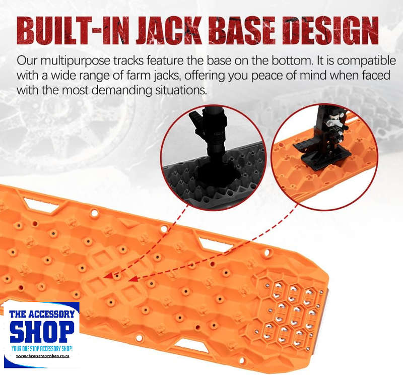 Recovery Sand Track with Replaceable Teeth & Steel Plate, 25 Ton Orange or Black (Pair)