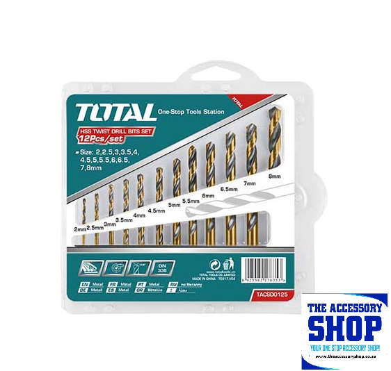 Drill bits set 12pcs HSS twist Total Tools TACSD0125