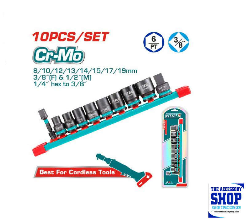Ratchet Socket Set 10 Piece 3/8 Driver Total tools THTISD38104