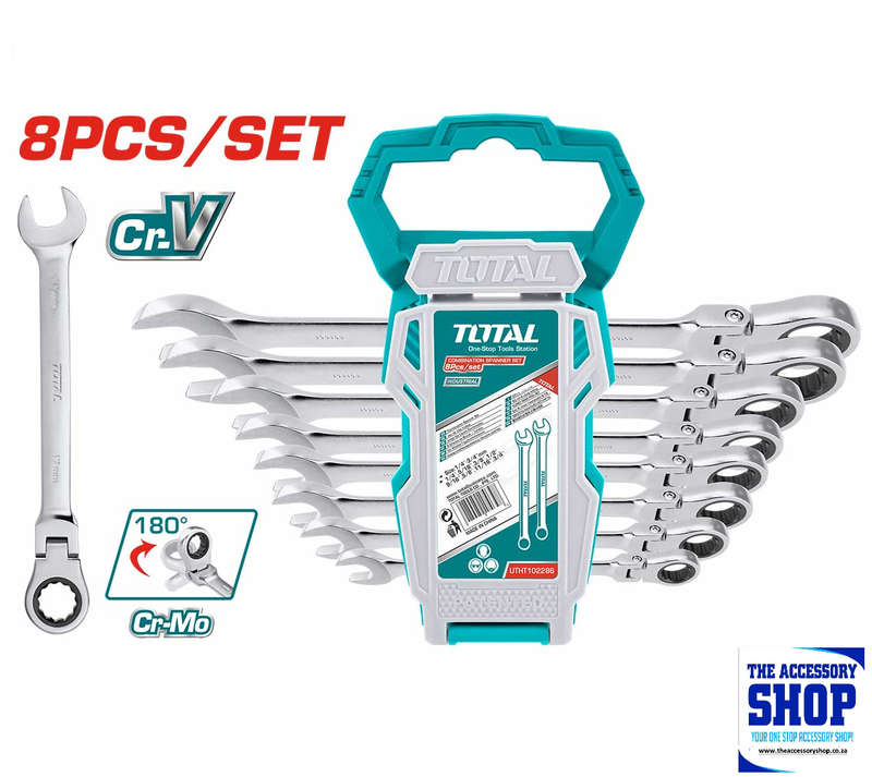 Spanner set Combination 8 Pcs Flexible Ratchet Total Tools  THT102RK586