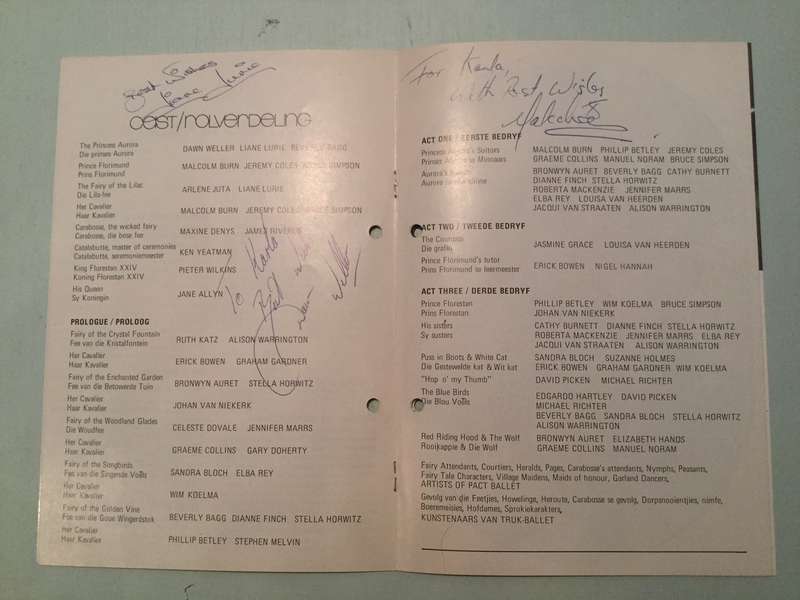 The Sleeping Beauty / Die Slapende Skone - Pact Ballet 1981 Truk Ballet (Signed by cast members)