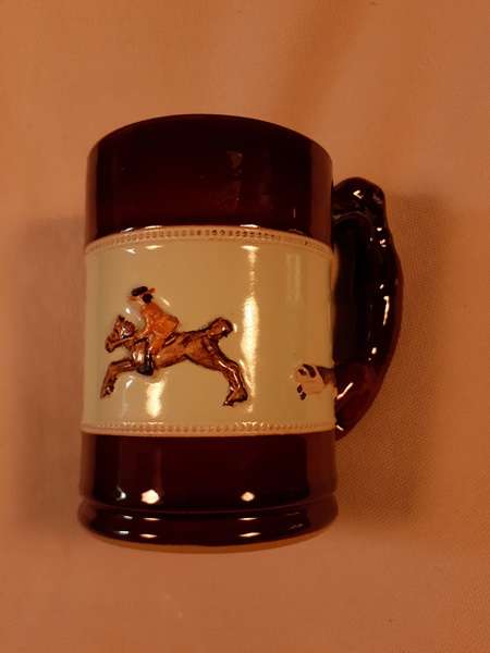 Bourne Denby Hunting Mug horses and dogs stoneware