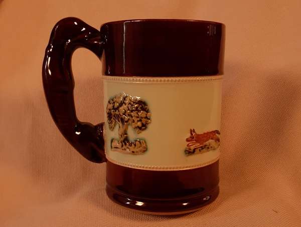 Bourne Denby Hunting Mug horses and dogs stoneware